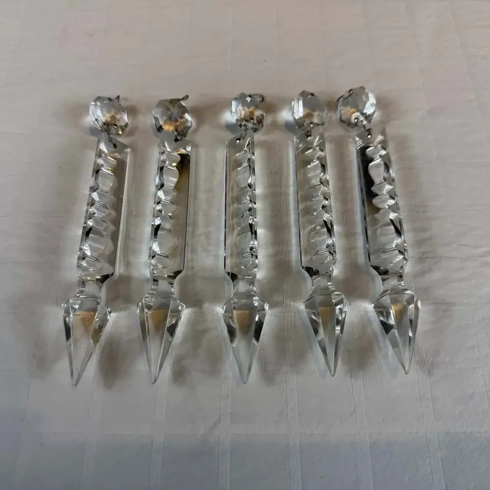 Clear Faceted Crystal Chandelier Prism Drops w/ Octagon Connector 6